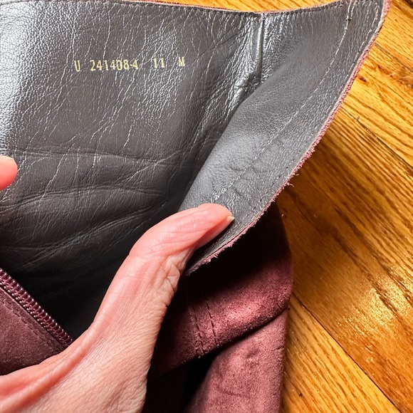 Stuart Weitzman Suede Block Heel Ankle Boots in Burgundy - Picture 7 of 7